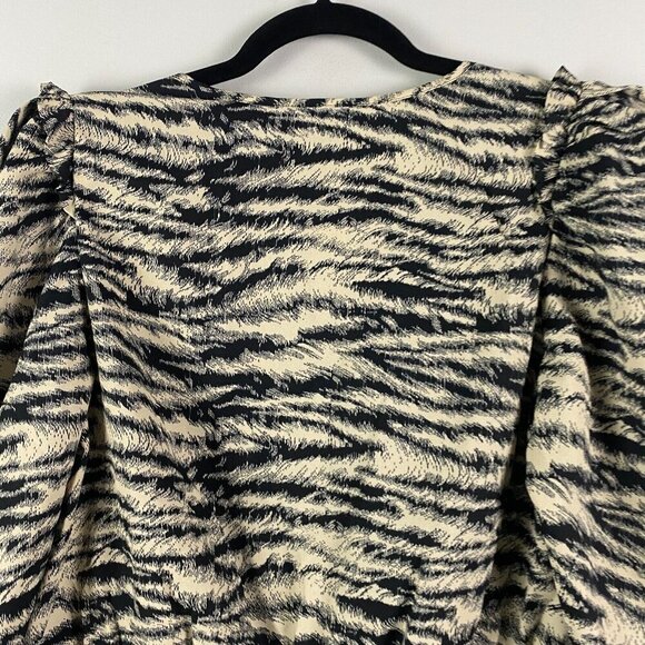 Express Animal Print Puff Sleeve Blouse Size Large V Neck Long Sleeve - Picture 8 of 11
